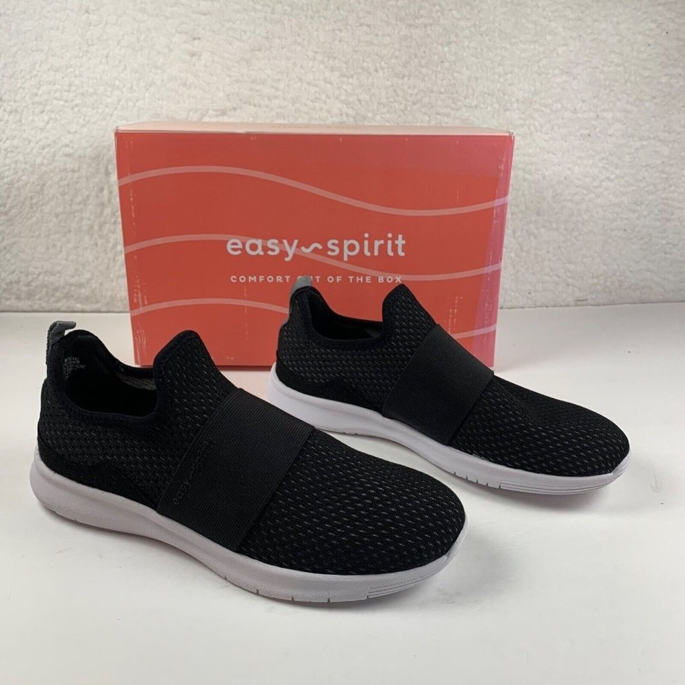 Easy Spirit Ginfer Women's Slip-On Sneaker 8.5 M Microsuede Knit Black NIB S197‎